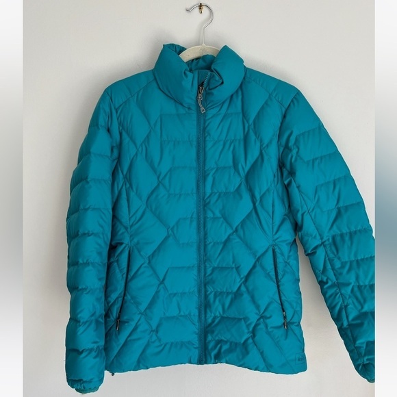 152. REI Women’s Down Puffer Jacket Blue Green Small - Picture 1 of 14